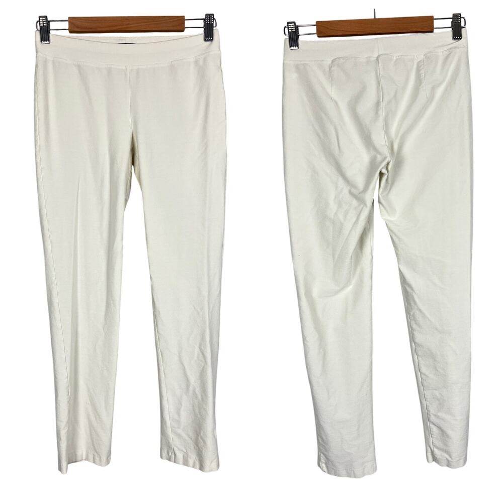 EILEEN FISHER Women's XS White Stretch Crepe Slim Ankle Pull On Office Pants